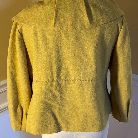 Fancy Collared 3/4 Sleeve Mustard Coat - Picture 2 of 4